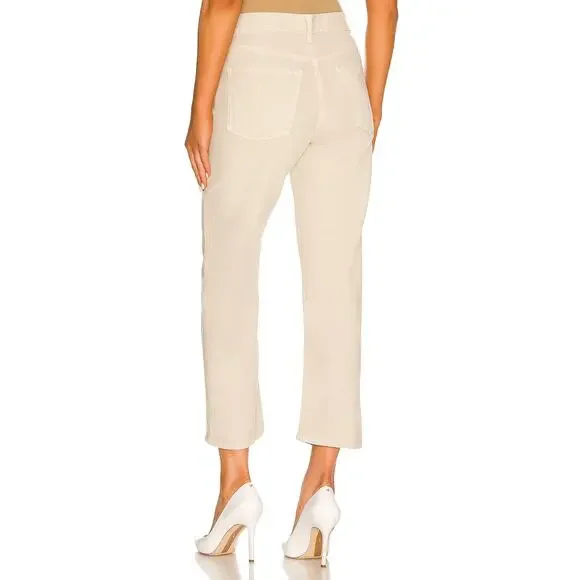 Mother The Ditcher Crop Jeans Chalk It Up Beige Straight Leg High Waist SZ 25